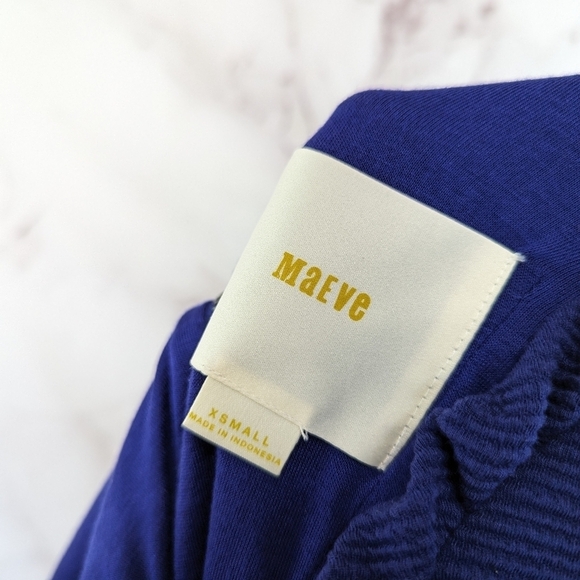 Anthropologie Dress Women XS 0 2 Purple Ribbed Pockets Mini Maeve Ruffle Ottoman - Picture 3 of 10